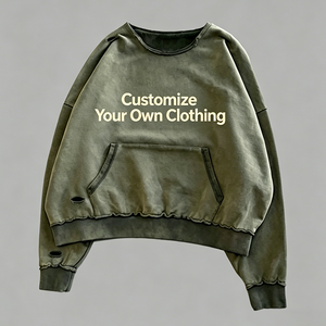 Sudadera con cuello redondo, estilo vintage, con efecto desgastado, personalizada con logotipo, estilo urbano, informal, para hombre - Product Image 2