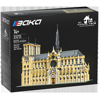 Baka 33213 Modèle de la Cathédrale Notre-Dame en Blocs de Construction en Plastique, Jouet Éducatif, Plus de 800 Blocs, Alimenté par Piles, Ornement de Bureau pour Adolescents