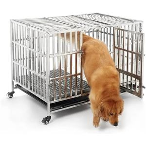Metal köpek evcil hayvan kafesi besleyici köpek evi gabbia cani başına katlanabilir sandık evcil hayvan kafesi - Product Image 5