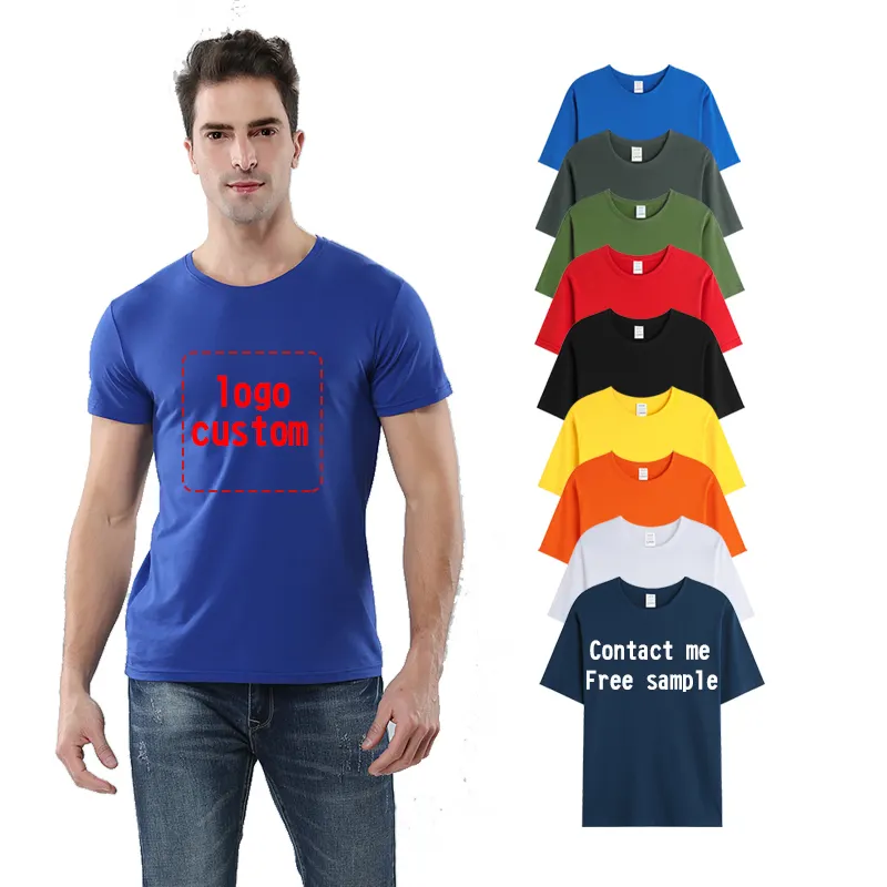 유니섹스 짧은 소매 100% 코튼 사용자 정의 자수 로고 스크린 사용자 정의 인쇄 Tshirt 남성 티셔츠