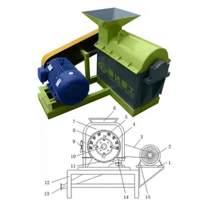 Fertilizzante che schiaccia i materiali multi-fibra 1-1.5 t/h macchina semi bagnata del frantoio del materiale