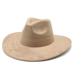 인기 판매 폴리에스터 비건 스웨이드 페도라 모자, 패션 남녀공용 행사용 와이드 브림 스웨이드 페도라 - Product Image 6
