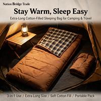 Kantong Tidur Camping Tipe Amplop 3 Musim Hangat Cuaca Dingin Musim Panas Musim Semi Musim Gugur Ringan Tahan Air Poliester Luar Ruangan