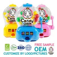 Groothandel op maat gemaakte plastic snoepjes, bubblegum balletjes, kauwsnoep met cartoon loterijmachine speelgoed snoep, kindersnoep, snoepfabriek