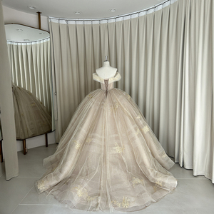 ชุดราตรีงาน Quinceanera รุ่น Spjy010 ดีไซน์หรูหรา สีแชมเปญ ทรงคอร์เซ็ทจับจีบประดับลูกปัดและดอกไม้ ผ้าทูลล์วิบวับ ทรงเจ้าหญิง แบรนด์ Jancember - Product Image 3