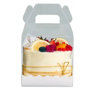 Puff transparent packaging box 2/3/4/5/6 inch cupcake baking pastry mini dessert triangle portable box