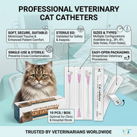 Kit de Cathétérisme Urinaire Vétérinaire pour Chat, Emballage Stérile Individuel, Cathéter Félin avec Trous de Suture