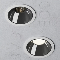 Plafonnier LED moderne en aluminium pour intérieur, anti-éblouissement, COB blanc chaud, encastré et orientable, idéal pour projets hôteliers 55 °   Downlight d'intérieur