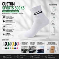 Usine de chaussettes personnalisées OEM ODM, faible MOQ, chaussettes de sport en coton jacquard brodé, logo personnalisé, couleur et taille sur mesure pour la course à pied
