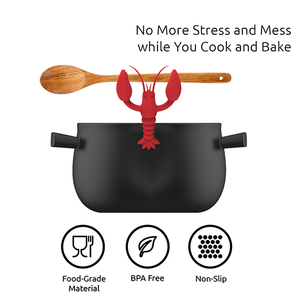 ロブスターシリコンキッチン用品スプーン残りホルダー & ポットグリルクリップエレガントなデザインで料理に便利 - Product Image 4