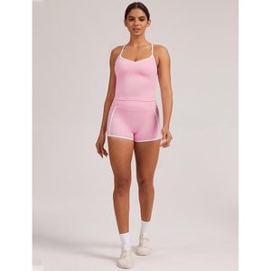 Conjunto Deportivo de 2 Piezas para Mujer, Top Deportivo Cruzado, Pantalones Cortos de Cintura Alta, Ropa Deportiva de Yoga con Bolsillos, Spandex, Poliéster - Product Image 6