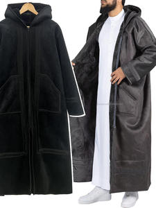Túnica Árabe de Felpa para Hombre con Capucha y Cremallera Bordada de Alta Calidad, Estilo Étnico de Oriente Medio, Abrigo Cálido - Product Image 4