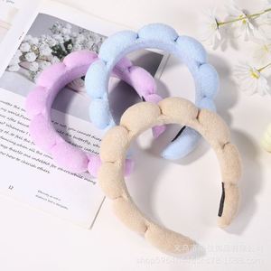 Diadema de felpa trenzada para mujer, estilo corona de talle alto, banda elástica suave de esponja para el cabello, accesorio de moda para lavado facial y SPA - Product Image 3