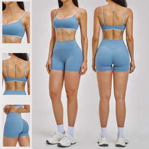 Women Yoga Set Adjustable Straps Sports Bra Butt Lifting Gym Shorts Elastic Activewear <b>Tummy</b> <b>Control</b> Fitness Workout Suit - Product Image 1