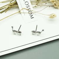 Boucles d'oreilles clous en argent sterling 925 avec zircon, motif chat mignon et tendance pour femme, bijoux en argent simples