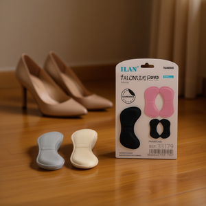 Cuscinetti per tallone ILAN 2 pezzi adesivi rosa grigio beige nero per il comfort delle scarpe - Product Image 3