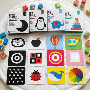 Tarjetas de Memoria para Bebés de 19 a 24 Meses, Blanco y Negro, Alto Contraste, Plástico, Tarjetas Educativas para el Desarrollo Visual, Crecimiento Cognitivo Infantil - Product Image 2