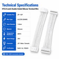 Cable personalizado Xinya con aislamiento de silicona, terminal de cobre estañado de doble extremo JST Molex, hebilla de bloqueo HY2.0, clasificación 3KV