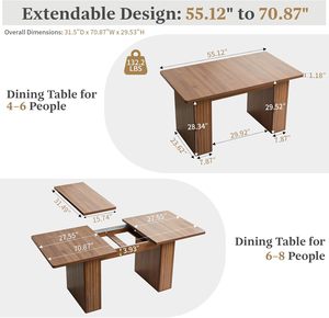 <span class=keywords><strong>Table</strong></span> à manger extensible moderne en noyer avec base double cannelée - Product Image 2