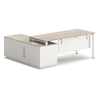 Bureau de direction moderne en forme de L avec tiroirs, assemblage facile, table en bois écologique pour PDG