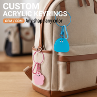 Gantungan Kunci Akrilik Kawaii Custom, Wajah Kartun Lucu, Karabiner Warna-warni, Lingkaran Kawat Baja, Bentuk Awan, Hati, Bunga, Aksesoris Tas, Hadiah