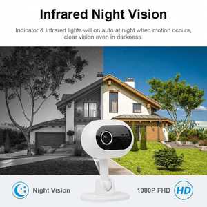 Cámara de seguridad para el hogar interior con WiFi HD de 1080P con visión nocturna y red bidireccional gran angular para bebés, perros mayores y mascotas, 1 año de garantía - Product Image 5