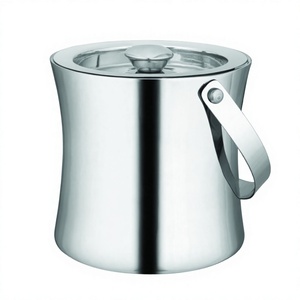 Stainless Steel Ice Bucket with Nob Lid Cover Wine champagne <b>Beer</b> <b>Cooler</b> Ice Bucket at Wholesale Price - Product Image 1