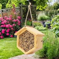 Hexagone Bee House Pin naturel Fait à la main en bois Mason Bee Box Bee hôtel insert hôtel pour le jardin