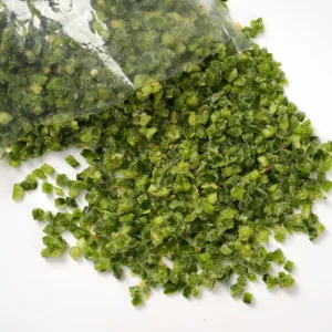 Fournisseur de légumes chinois BRC, légumes surgelés IQF, 5x5mm, purée de poivre vert Jalapeno