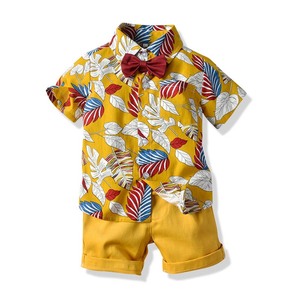 Ensemble short hawaïen pour bébé garçon de <span class=keywords><strong>1</strong></span> à 7 ans, haut à manches courtes fleuri + costumes courts pour bébé KBLS-001 - Product Image 6