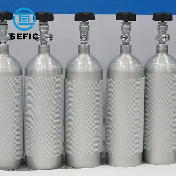 High Pressure 150bar Food Grade 4L 6L Aluminum CO2 Beverage Gas Cylinders