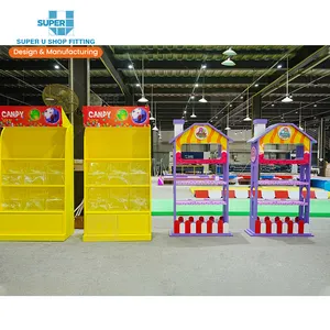 Retail Store Fixture Showroom Candy Shop Display Design Colorful Gondola Candy Display Shelves Wall Candy Display Rack