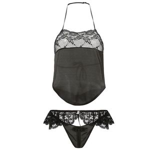 <b>Sexy</b> Retro Lace Lingerie <b>Set</b> Women Satin Breathable Open Crotch Bellyband Nightgown Costume 981 - Product Image 5