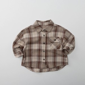 Chemise à carreaux rétro unisexe pour enfants, printemps-automne, détail poche, chemise à manches longues, vêtement d'extérieur chic vintage, chemise pour bébé - Product Image 5
