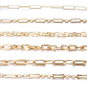 Chaîne épaisse de bordure en cuivre 18k en or 18k, avec Clip de papier, fait à la main, collier, accessoires pour la fabrication de bijoux, 10 pièces - Product Image 1