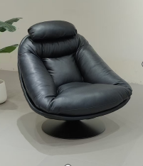 Modern Light Luxury Leather Swivel Accent Chair 360° Rotating Lazy Single <b>Sofa</b> Lounge Chair for Living Room Balcony - Product Image 2