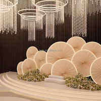 Décorations de mariage : Rideaux en tissu en forme d'éventail, toile de fond de scène de fête, support de toile de fond de mariage, rideau de fond semi-circulaire