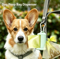 Ramasse-crottes portable écologique pour chien avec clip de laisse, accès rapide, durable, réutilisable, support pour sacs à crottes en plastique, pour l'entretien des animaux de compagnie en extérieur