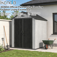 Abri de jardin Kenda Apex 6x6 pieds, structure en acier galvanisé robuste, revêtement anti-corrosion, résistant aux typhons de niveau 11, breveté