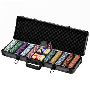 Set di Fiches da Poker Texas Hold'em Crown in Argilla Ecologica Standard da Casinò per Sale di Scacchi, Mahjong e Carte, con Valigetta in Alluminio - Product Image 1