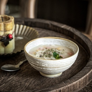 Thời Gian Cũ Retro Nhật Bản Phong Cách 4-Gói Chân Cao Dùng Một Lần Gạo Gốm Bát Bát Bộ Đồ Ăn Cho Hộ Gia Đình Sử Dụng Cross-Biên Giới - Product Image 4