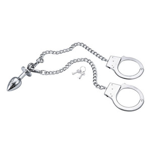 Mujer esclava Bdsm fetiche juego sexual desmontable Anal Butt Plug Cuff PU plata 100% impermeable tamaño ajustable tapones anales <span class=keywords><strong>esposas</strong></span> - Product Image 4