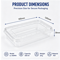 Boîte à emporter en plastique PET transparent personnalisable, sans BPA, de qualité alimentaire, en matériaux recyclés, avec couvercle à fermeture sécurisée anti-écrasement pour gâteaux et nouilles