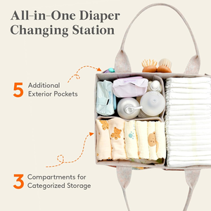 Organizador de Pañales de Fieltro con Asa, Cesta de Almacenamiento de Pañales Portátil con Divisor Desmontable, para Guardería, Cambiador - Product Image 5