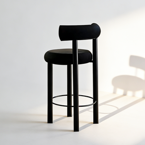 Tabourets de bar hauts noirs avec dossier, chaises de bar modernes du milieu du siècle pour îlot de cuisine, <span class=keywords><strong>chaise</strong></span> de bar en métal de luxe pour salle à manger - Product Image 2
