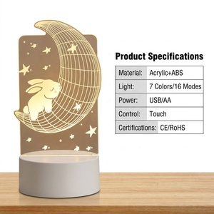 Lámpara de <span class=keywords><strong>Noche</strong></span> LED 3D de Acrílico Personalizada al por Mayor, Lámpara de Mesa USB con Ilusión Óptica, Lámpara Decorativa con Logotipo Personalizado para Regalo - Product Image 5
