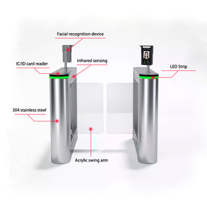 Kênh rào cản Swipe thẻ RFID kiểm soát truy cập sang trọng thép không gỉ Swing <span class=keywords><strong>turnstile</strong></span> cổng cho người đi bộ IP54 bảo vệ cho khách sạn - Product Image 2
