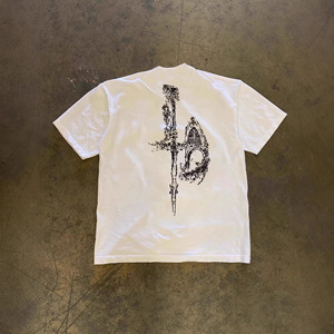 T-Shirt Unisex Oversize a Maniche Corte in Cotone Pesante 250gsm con Stampa Grafica di Drago Volante e Scheletro, Stile Y2K, Personalizzabile - Product Image 3