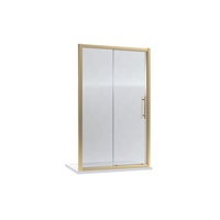 Cabine de douche coulissante rectangulaire en verre de style moderne avec cadre en aluminium laqué laiton brossé pour salles de bain