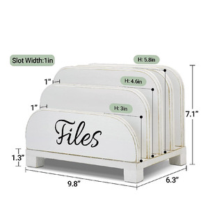 Organisateur de fichiers de bureau multifonctionnel en bois écologique à 4 emplacements pour documents, lettres et enveloppes - Étagère de rangement décorative pour la maison - Product Image 2